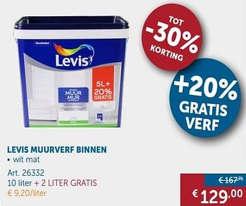 Promoties Levis muurverf binnen - Levis - Geldig van 02/04/2019 tot 29/04/2019 bij Zelfbouwmarkt
