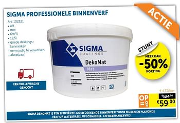 Promotions Sigma professionele binnenverf - Sigma - Valide de 02/04/2019 à 29/04/2019 chez Zelfbouwmarkt