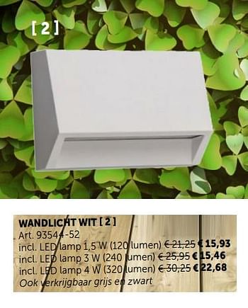 Promoties Wandlicht wit - Huismerk - Zelfbouwmarkt - Geldig van 02/04/2019 tot 29/04/2019 bij Zelfbouwmarkt