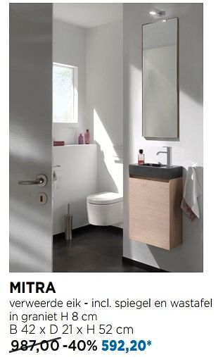 Promoties Mitra verweerde eik - incl. spiegel en wastafel in graniet - Balmani - Geldig van 01/04/2019 tot 28/04/2019 bij X2O