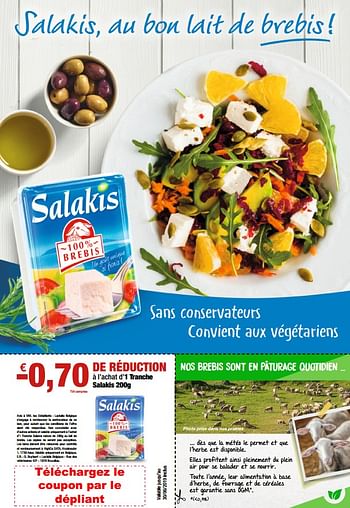 Promotions -0,70€ de réduction à l`achat d`1 tranche salakis - Salakis - Valide de 12/04/2019 à 09/05/2019 chez Brochure de marques