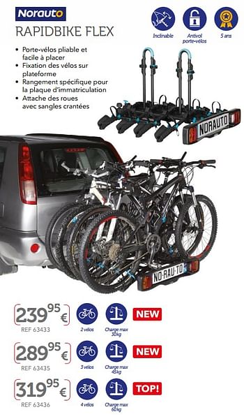 Promoties Porte-vélos d`attelage sur plateforme rapidbike flex - Norauto - Geldig van 27/03/2019 tot 30/09/2019 bij Auto 5