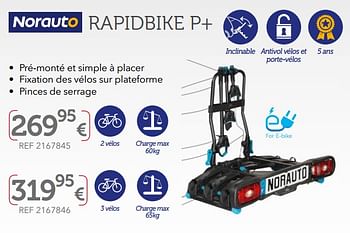 Promotions Porte-vélos d`attelage sur plateforme rapidbike p+ - Norauto - Valide de 27/03/2019 à 30/09/2019 chez Auto 5