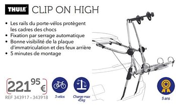 Promotions Porte-vélos de coffre clip on high - Thule - Valide de 27/03/2019 à 30/09/2019 chez Auto 5