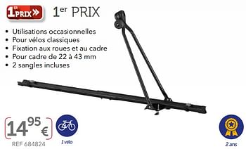 Promotions Porte-vélos de toit 1er prix - 1ste prijs - Valide de 27/03/2019 à 30/09/2019 chez Auto 5
