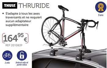 Promotions Porte-vélos de toit thruride - Thule - Valide de 27/03/2019 à 30/09/2019 chez Auto 5