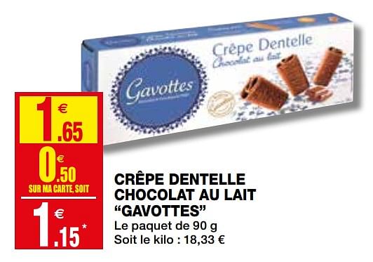 Gavottes Cr pe dentelle chocolat au lait gavottes Promotie bij