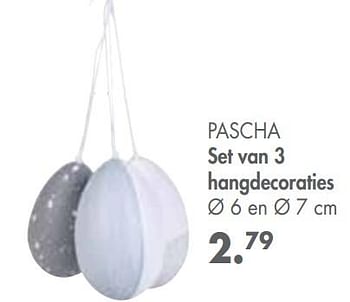 Promotions Pascha set van 3 hangdecoraties - Produit maison - Casa - Valide de 25/03/2019 à 28/04/2019 chez Casa