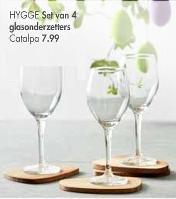Promoties Hygge set van 4 glasonderzetters catalpa - Huismerk - Casa - Geldig van 25/03/2019 tot 28/04/2019 bij Casa