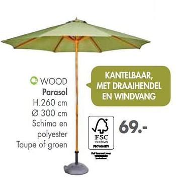 Promoties Wood parasol - Huismerk - Casa - Geldig van 25/03/2019 tot 28/04/2019 bij Casa