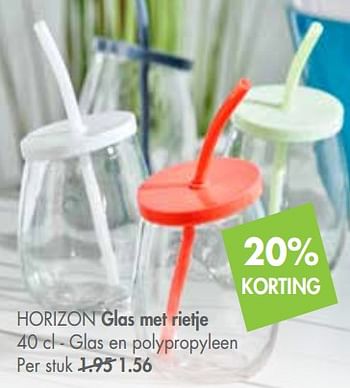 Promoties Horizon glas met rietje - Huismerk - Casa - Geldig van 25/03/2019 tot 28/04/2019 bij Casa