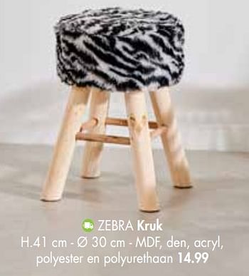 Promoties Zebra kruk - Huismerk - Casa - Geldig van 25/03/2019 tot 28/04/2019 bij Casa