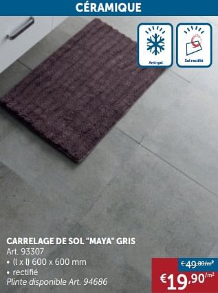 Promotions Carrelage de sol maya gris - Produit maison - Zelfbouwmarkt - Valide de 02/04/2019 à 29/04/2019 chez Zelfbouwmarkt