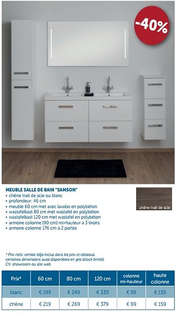 Promotions Meuble salle de bain samson - Produit maison - Zelfbouwmarkt - Valide de 02/04/2019 à 29/04/2019 chez Zelfbouwmarkt