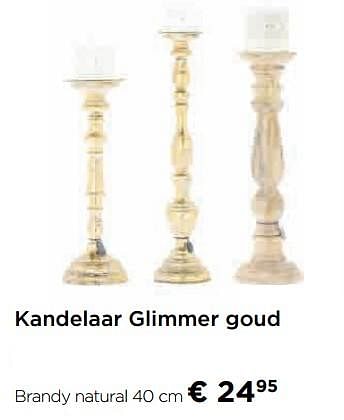 Promoties Kandelaar glimmer goud brandy natural - Huismerk - Molecule - Geldig van 29/03/2019 tot 30/04/2019 bij Molecule