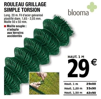 Grillage simple torsion Blooma maille 50 x 50 mm vert 20 x h.1 m