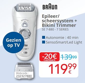 Promoties Braun epileer- scheersystem + bikini trimmer se 7-880 - 7 series - Braun - Geldig van 01/04/2019 tot 30/04/2019 bij Eldi