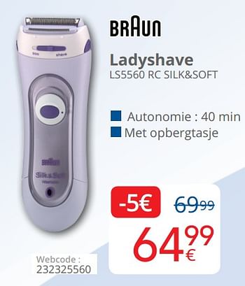 Promotions Braun ladyshave ls5560 rc silk+soft - Braun - Valide de 01/04/2019 à 30/04/2019 chez Eldi