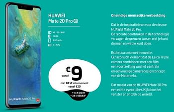 Promoties Huawei mate 20 pro - Huawei - Geldig van 01/04/2019 tot 06/05/2019 bij Base