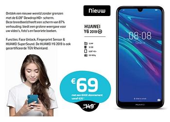 Promoties Huawei y6 2019 - Huawei - Geldig van 01/04/2019 tot 06/05/2019 bij Base