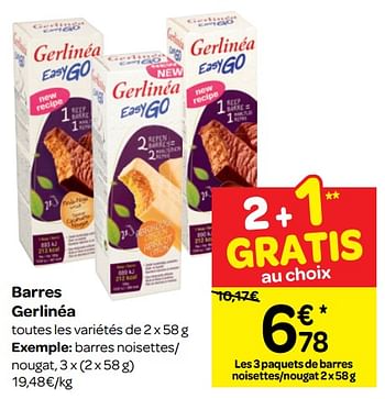 Promotions Barres gerlinéa - Gerlinéa - Valide de 03/04/2019 à 15/04/2019 chez Carrefour