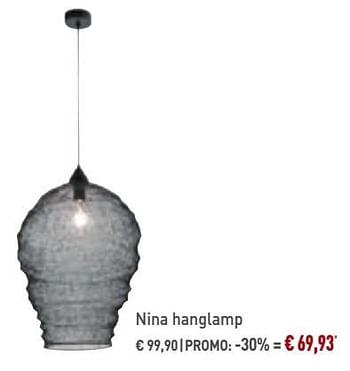 Promoties Nina hanglamp - Bristol - Geldig van 31/03/2019 tot 27/04/2019 bij Overstock