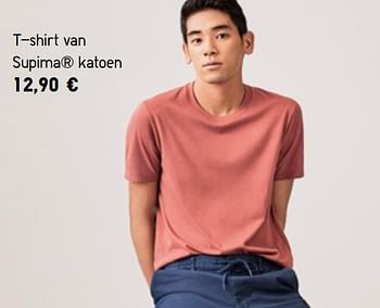 Promoties T-shirt van supima katoen - Huismerk - Uniqlo - Geldig van 01/04/2019 tot 30/04/2019 bij Uniqlo