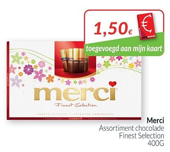 Promoties Merci assortiment chocolade finest selection - MERCI - Geldig van 01/04/2019 tot 30/04/2019 bij Intermarche