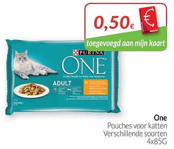 Promoties One pouches voor katten - Purina - Geldig van 01/04/2019 tot 30/04/2019 bij Intermarche