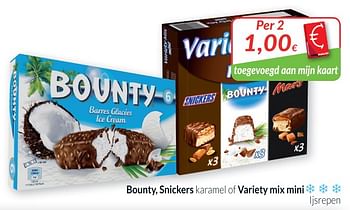 Promoties Bounty, snickers karamel of variety mix mini ijsrepen - Huismerk - Intermarche - Geldig van 01/04/2019 tot 30/04/2019 bij Intermarche