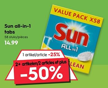 Promoties Sun all-in-1 tabs - Sun - Geldig van 03/04/2019 tot 16/04/2019 bij Blokker