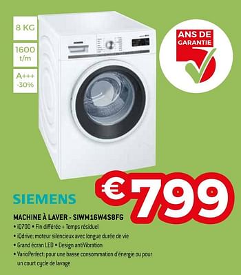 Promotions Siemens machine à laver - siwm16w4s8fg - Siemens - Valide de 01/04/2019 à 30/04/2019 chez Exellent