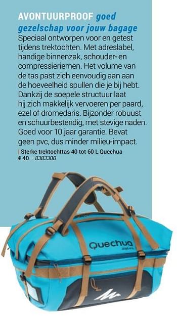 Promoties Sterke trektochttas 40 tot 60 l quechua - Quechua - Geldig van 24/03/2019 tot 24/09/2019 bij Decathlon