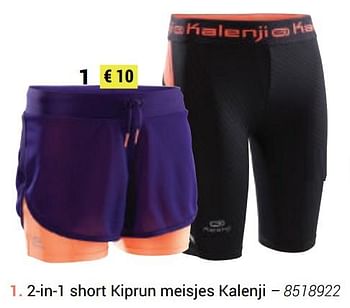 Promoties 2-in-1 short kiprun meisjes kalenji - Kalenji - Geldig van 24/03/2019 tot 24/09/2019 bij Decathlon