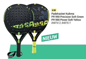Promoties Padelracket kuikma pr 990 precision soft greenpr 990 power soft yellow - Huismerk - Decathlon - Geldig van 24/03/2019 tot 24/09/2019 bij Decathlon