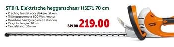 Promoties Stihl elektrische heggenschaar hse71 70 cm - Stihl - Geldig van 10/04/2019 tot 20/04/2019 bij Aveve