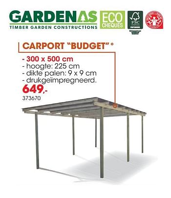 Promoties Carport budget - Gardenas - Geldig van 01/04/2019 tot 30/06/2019 bij Hubo