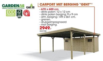 Promoties Carport met berging gent - Gardenas - Geldig van 01/04/2019 tot 30/06/2019 bij Hubo