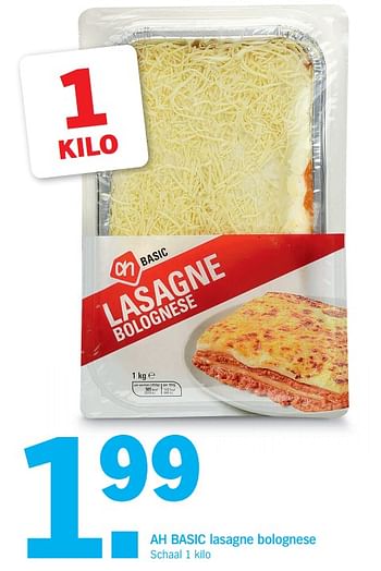 Huismerk - Albert Heijn Ah basic lasagne bolognese - Promotie bij Albert  Heijn