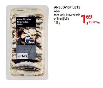Promotions Ansjovisfilets alvo met look, provençaals of in olijfolie - Produit maison - Alvo - Valide de 10/04/2019 à 23/04/2019 chez Alvo
