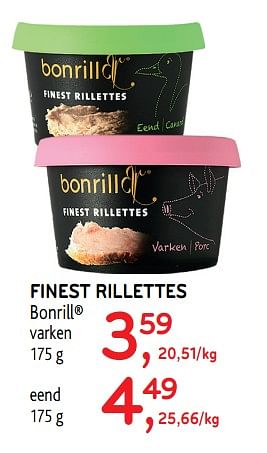 Promoties Finest rillettes bonrill varken - Bonrill - Geldig van 10/04/2019 tot 23/04/2019 bij Alvo