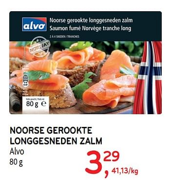 Promoties Noorse gerookte longgesneden zalm alvo - Huismerk - Alvo - Geldig van 10/04/2019 tot 23/04/2019 bij Alvo