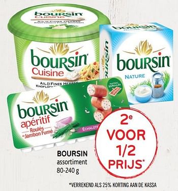 Promoties 2e voor 1-2 prijs boursin assortiment - Boursin - Geldig van 10/04/2019 tot 23/04/2019 bij Alvo