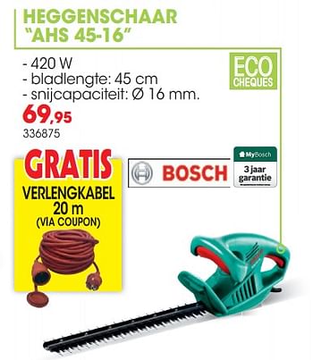 Promoties Bosch heggenschaar ahs 45-16 - Bosch - Geldig van 01/04/2019 tot 30/06/2019 bij Hubo