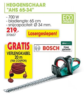 Promoties Bosch heggenschaar ahs 65-34 - Bosch - Geldig van 01/04/2019 tot 30/06/2019 bij Hubo