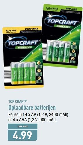 Kwadrant Occlusie deadline Top Craft Oplaadbare batterijen - Promotie bij Aldi