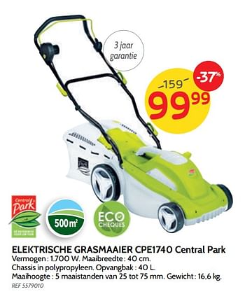 Promoties Elektrische grasmaaier cpe1740 central park - Park - Geldig van 23/04/2019 tot 06/05/2019 bij BricoPlanit