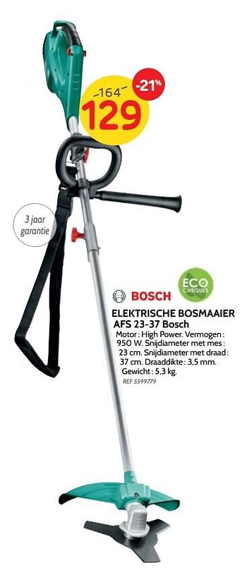 Promoties Elektrische bosmaaier afs 23-37 bosch - Bosch - Geldig van 23/04/2019 tot 06/05/2019 bij BricoPlanit