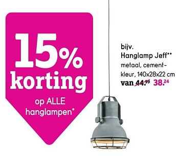 Promoties Hanglamp jeff - Huismerk - Leen Bakker - Geldig van 15/04/2019 tot 28/04/2019 bij Leen Bakker