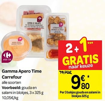 Promoties Gamma apero time carrefour gouda en salami in blokjes - Huismerk - Carrefour  - Geldig van 17/04/2019 tot 22/04/2019 bij Carrefour
